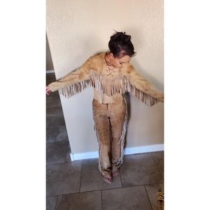 Ralph Lauren women’s, Fringe trim leather outfit